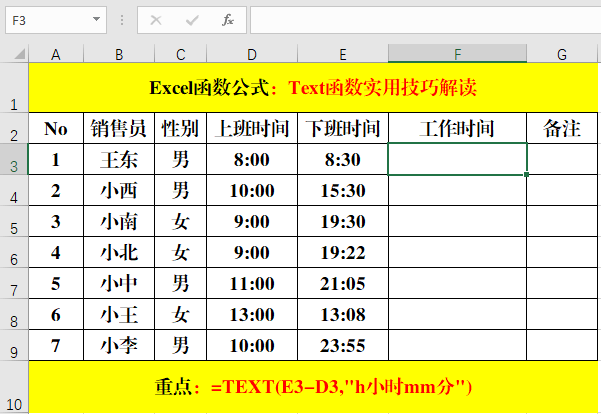TXET函数转换时间格式