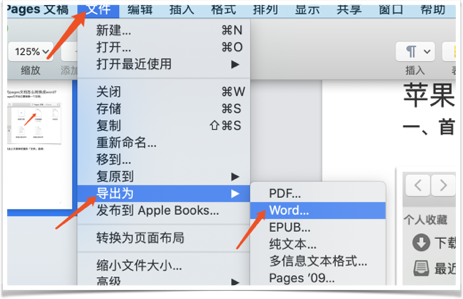 pages转word第二步