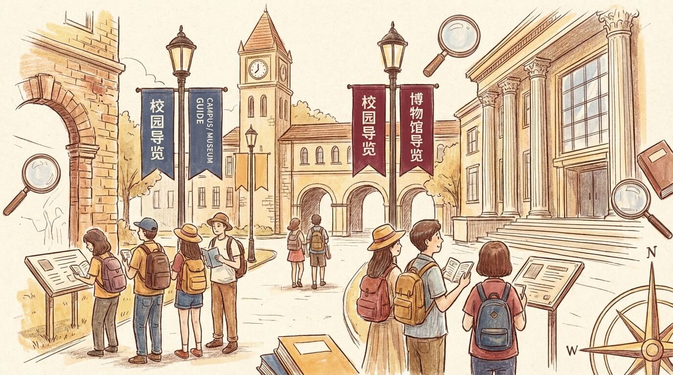 校园/博物馆导览场景配图
